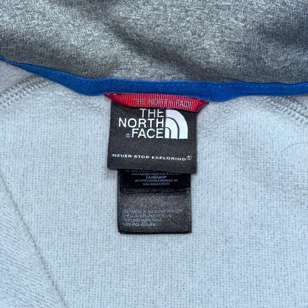 The North Face XL Quarter Zip Pullover‎ Gray Blue Pocket Performance Fleece